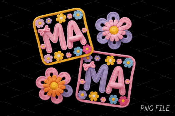 Download Cute Crochet Floral Mama PNG Design - Premium Resources