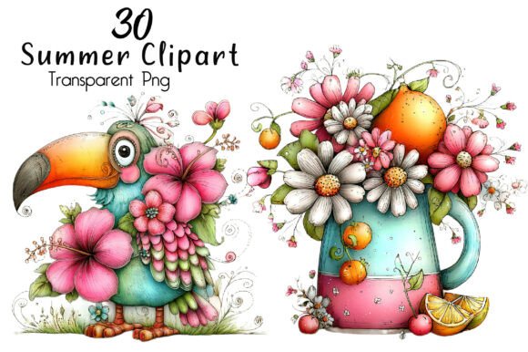 Download Whimsical Summer Clipart Bundle - Summer clipart Collection