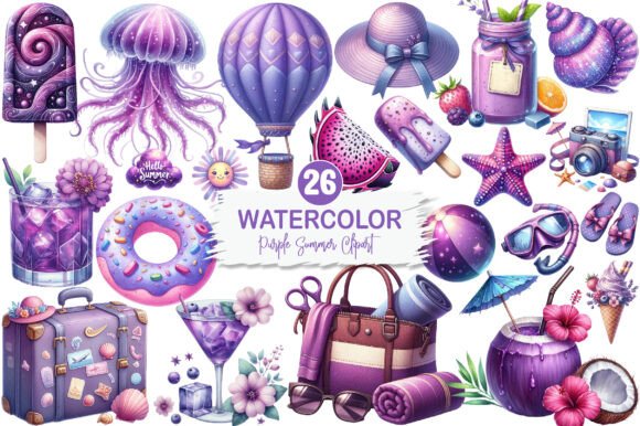 Download Watercolor Purple Summer Clipart - Summer clipart Collection