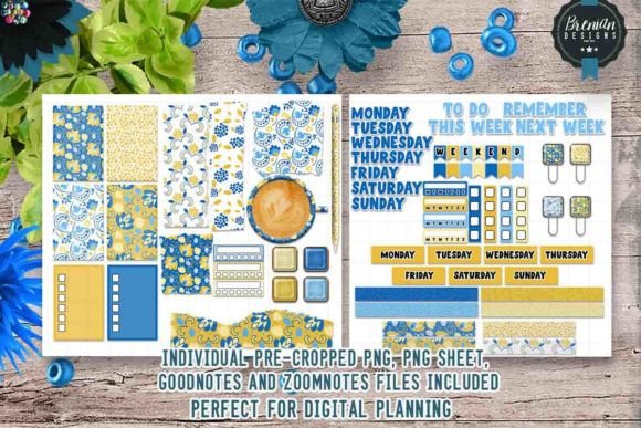 Download Blue French Floral Digital Stickers - French floral Collection