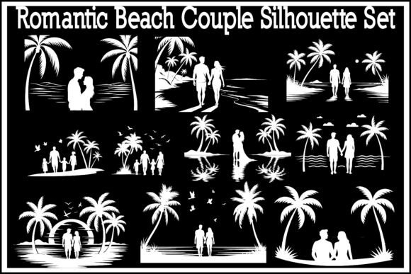 Download Romantic Beach Couple Silhouette Set - Beach couple Collection