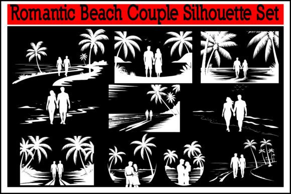 Download Romantic Beach Couple Silhouette Set - Beach couple Collection
