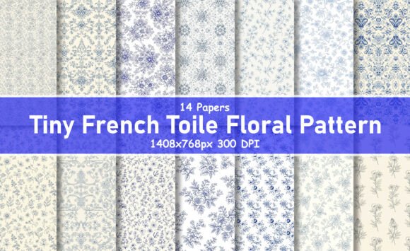 Download Tiny Blue French Floral Pattern Bundle - Premium Resources