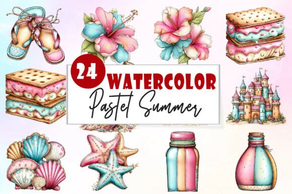 Download Pastel Summer Clipart Bundle - Summer clipart Collection