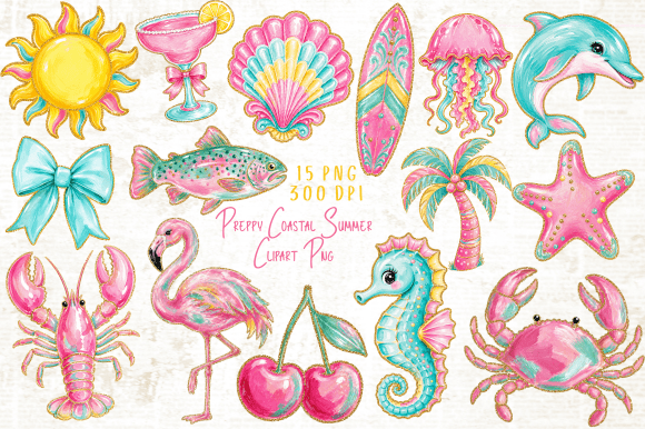 Download Preppy Coastal Summer Clipart PNG - Summer clipart Collection