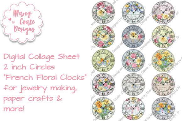 Download 2 Inch Circles - French Floral Clocks - French floral Collection