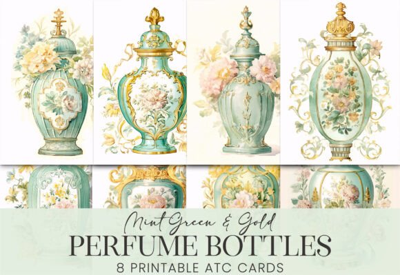 Download Pastel Green Antique French Floral Jars - French floral Collection