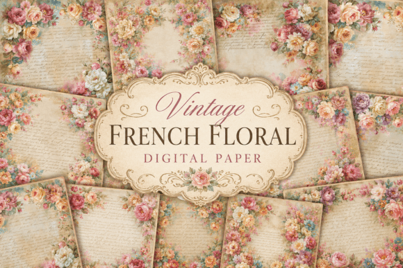 Download Vintage French Floral Digital Paper - French floral Collection