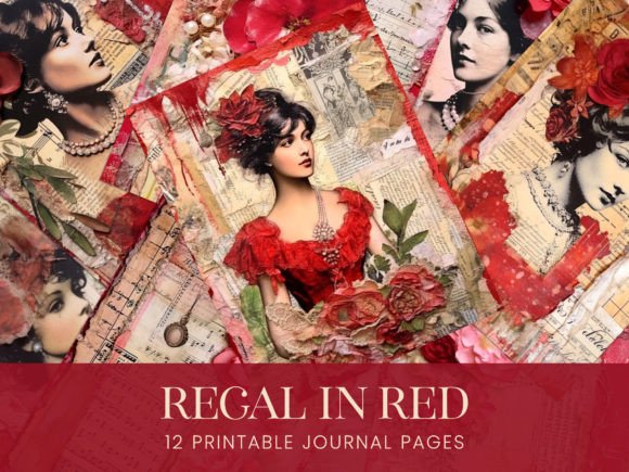 Download Red French Floral Vintage Women Collage - French floral Collection