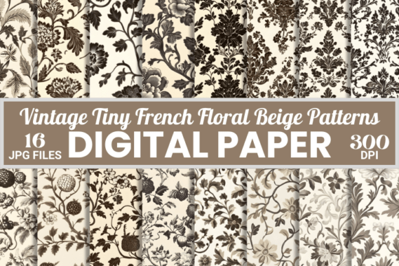 Download Vintage Tiny French Floral Beige Pattern - Premium Resources